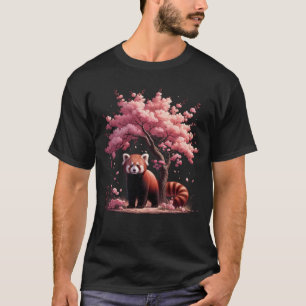 Japanese Red Panda Cherry Blossom Flower Trees T-Shirt
