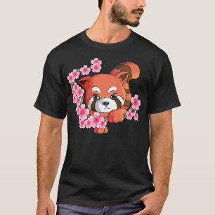 Japanese Red Panda Cherry Blossom Tree Fan Bamboo T-Shirt