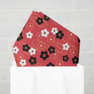 Japanese Red Sakura Cherry Blossom Flowers Tissue Paper