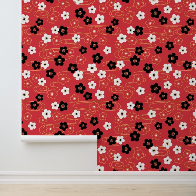 Japanese Red Sakura Cherry Blossom Flowers Wallpaper (Application)