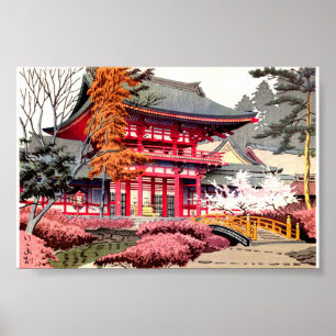 Japanese Red Temple Spring Poster
