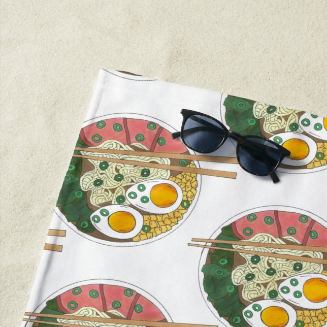 Japanese Restaurant Food Ramen Noodle Soup Foodie Beach Towel (In Situ)