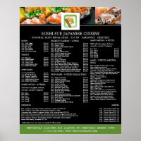 Japanese Restaurant, Sushi Menu