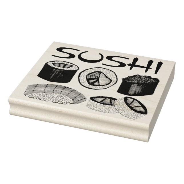 Japanese Restaurant Sushi Roll Nigiri Tuna Foodie Rubber Stamp (Stamp)