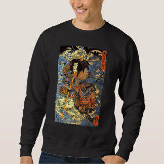 Japanese Retro Arrow Injured Samurai Riding Sea Cr Sweatshirt
