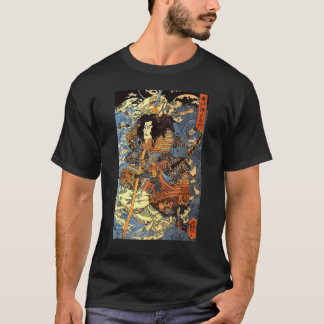Japanese Retro Arrow Injured Samurai Riding Sea Cr T-Shirt