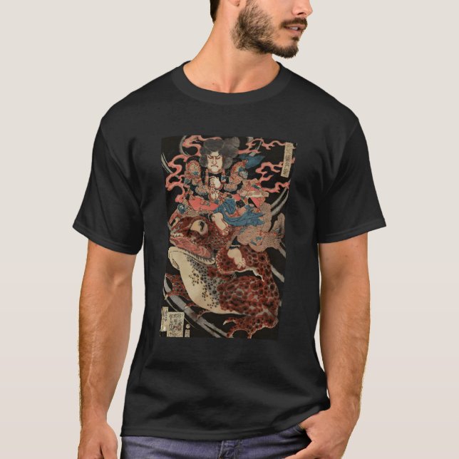 Japanese Retro Artwork Samurai Riding Giant Toad V T-Shirt (Front)