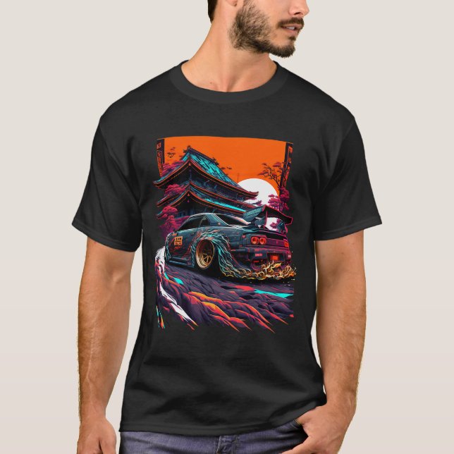 Japanese Retro Car Racing Drifting Art JDM Legend  T-Shirt (Front)