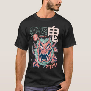 Japanese Retro Red Oni Demon Kaiju T-Shirt