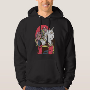 Japanese Retro Samurai Cat Bushido Warrior Hoodie