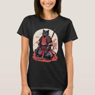 Japanese Retro Samurai Cat Warrior T-Shirt