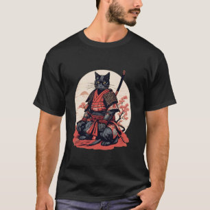Japanese Retro Samurai Cat Warrior T-Shirt