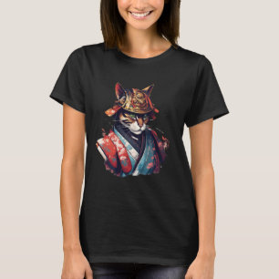 Japanese Retro Samurai Cat Warrior T-Shirt