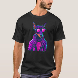 Japanese Retro Vaporwave Cyberpunk Doberman Dog 1 T-Shirt