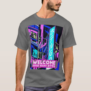 Japanese Retrowave Outrun City Street Hotel T-Shirt