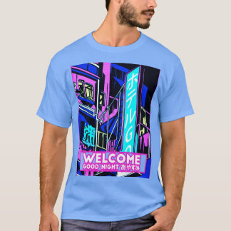 Japanese  Retrowave Outrun City Street Hotel T-Shirt
