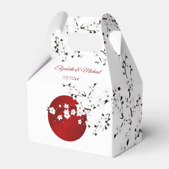 Japanese Rising Sun Thank You Wedding Favour Box (Front Side)