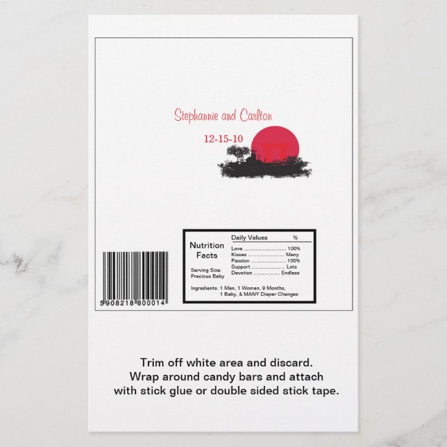 Japanese Rising Sun Wedding Lg Candy Bar Wrapper (Front)