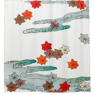 JAPANESE RIVER AND LEAVES Shower Curtain
