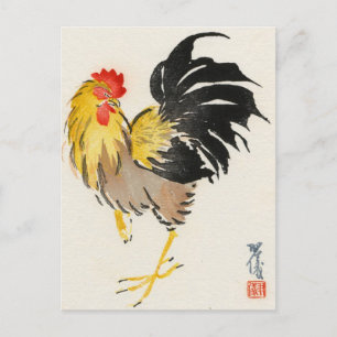 Japanese Rooster Vintage Postcard