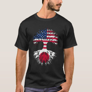 Japanese Roots American Grown Tree USA Flag Funny  T-Shirt