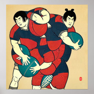 Japanese Rugby Art - Rugby Painting Print