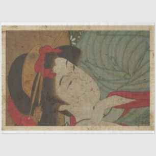 Japanese Sad Girl Woodblock Print Ukiyo Style  Tissue Paper