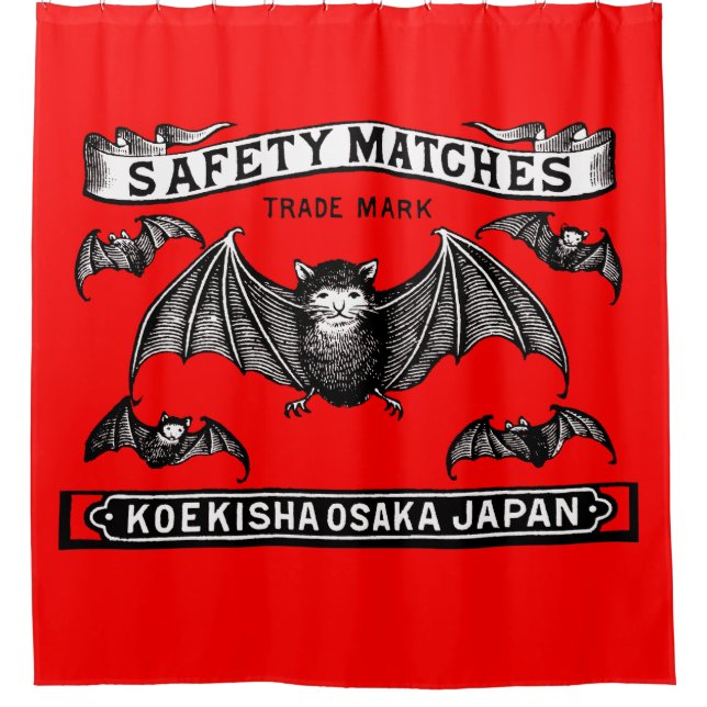 Japanese Safety Matches Art Bats Shower Curtain (Front)