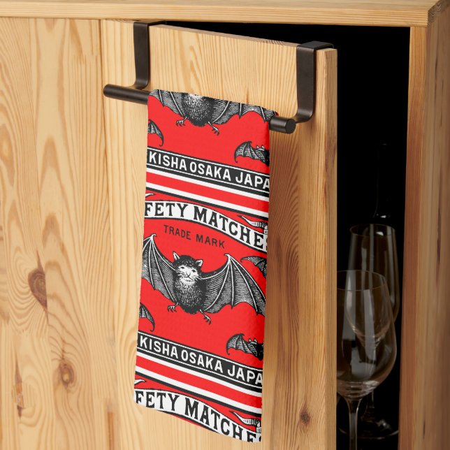 Japanese Safety Matches Art Bats Tea Towel (Thirds Fold)