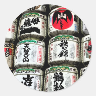 Japanese Sake Barrels Classic Round Sticker