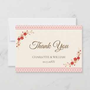 Japanese Sakura Asanoha Thank You Card