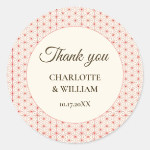 Japanese Sakura Asanoha Thank You Sticker