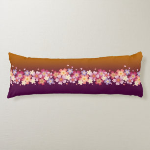 Japanese Sakura Blossoms Gold & PLum Body Cushion