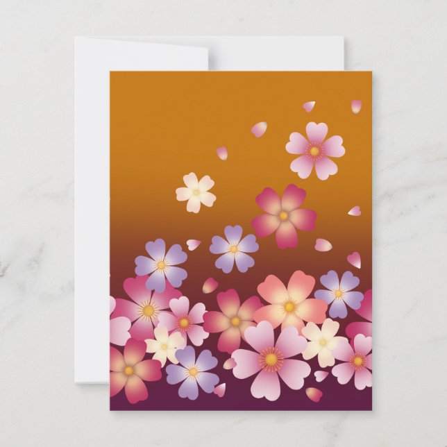 Japanese Sakura Blossoms Gold & PLum Card (Front)