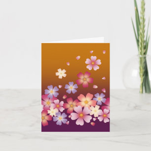 Japanese Sakura Blossoms Gold & PLum Note Card