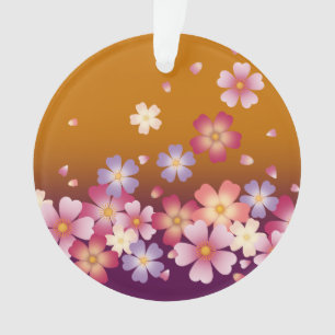 Japanese Sakura Blossoms Gold & PLum Ornament