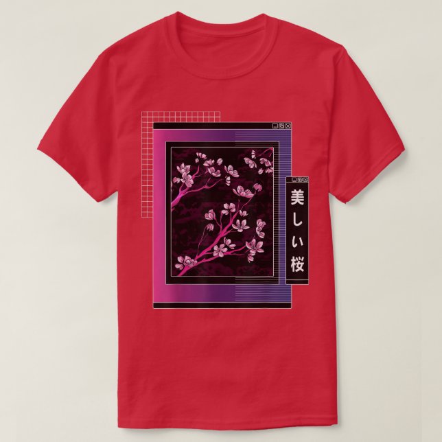 Japanese Sakura Browser Vaporwave Cherry Blossom A T-Shirt (Design Front)