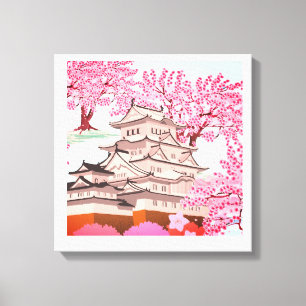Japanese Sakura Castle Art – Cherry Blossom Spring Canvas Print
