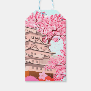 Japanese Sakura Castle Art – Cherry Blossom Spring Gift Tags