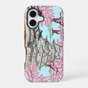 Japanese Sakura Castle Art – Cherry Blossom Spring iPhone 16 Case