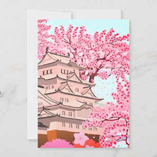 Japanese Sakura Castle Art – Cherry Blossom Spring Save The Date