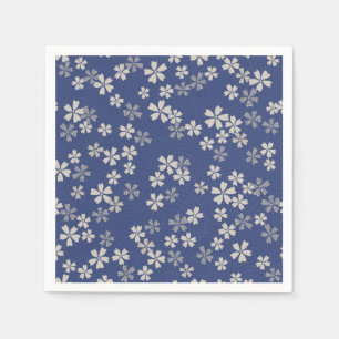 Japanese sakura cherry blossom blue white napkin