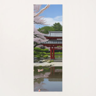 Japanese Sakura Cherry Blossom Garden Shrine Pond Yoga Mat