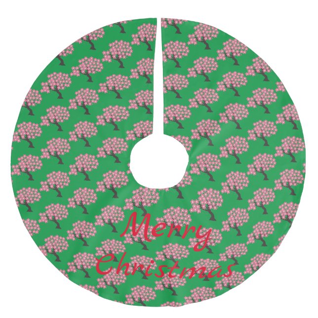 Japanese Sakura Cherry Blossoms Thunder_Cove Brushed Polyester Tree Skirt (Front)