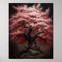 Japanese Sakura Cherry Tree Art Print Poster