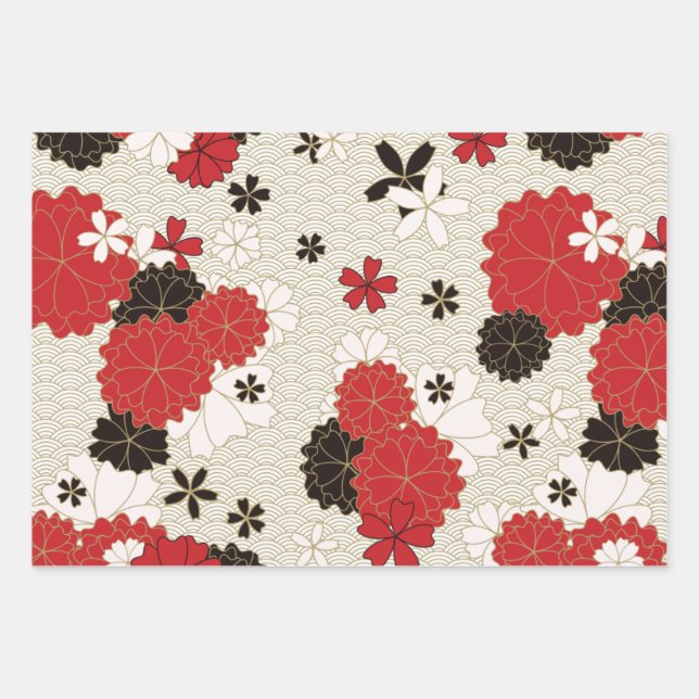 Japanese Sakura Design Traditional Seamless Wrappi Wrapping Paper Sheet (Front 2)