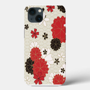 Japanese Sakura Elegant Floral Pattern iPhone 13 Case