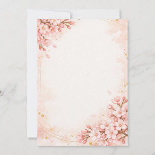 Japanese Sakura & Gold Wedding Invitation