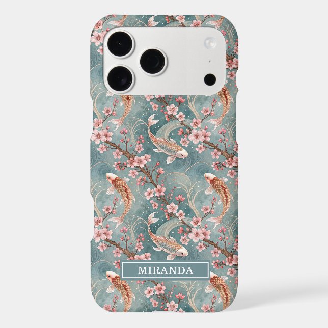 Japanese Sakura Koi Fish Pattern Monogrammed (Back)