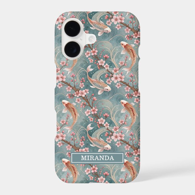 Japanese Sakura Koi Fish Pattern Monogrammed (Back)